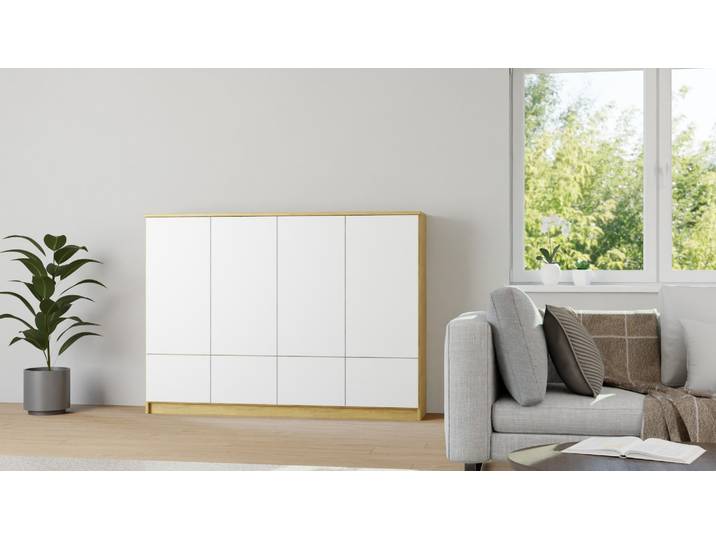 Elegantes Sideboard - Kleiner Schrank Eiche Natur geölt