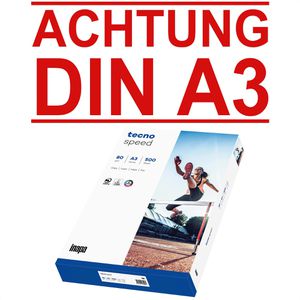 Inapa Kopierpapier tecno Speed, 2100011524, A3, 80g/qm, weiß, 500 Blatt