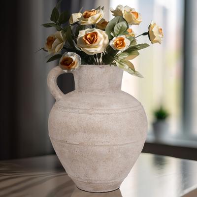 Sagebrook Home Decorative Vase - Ivory Ceramic Handled Matte Finish, 22 in.