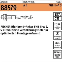 Highbond-Anker R 88579 M16x 95/165 A 4 10 Stück FISCHER