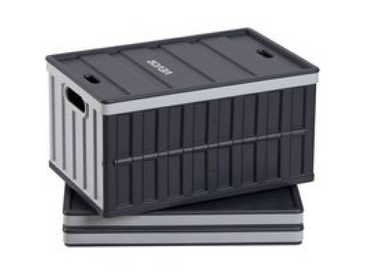 VEVOR Klappboxen 65 L 3er-Pack, Faltbare Aufbewahrungsboxen aus Kunststoff, Stapelbare Klappkörbe mit Deckel, Tragkraft 38 kg pro Box, Klappkisten, Ideal für Haushaltsorganisation, Grau & Schwarz