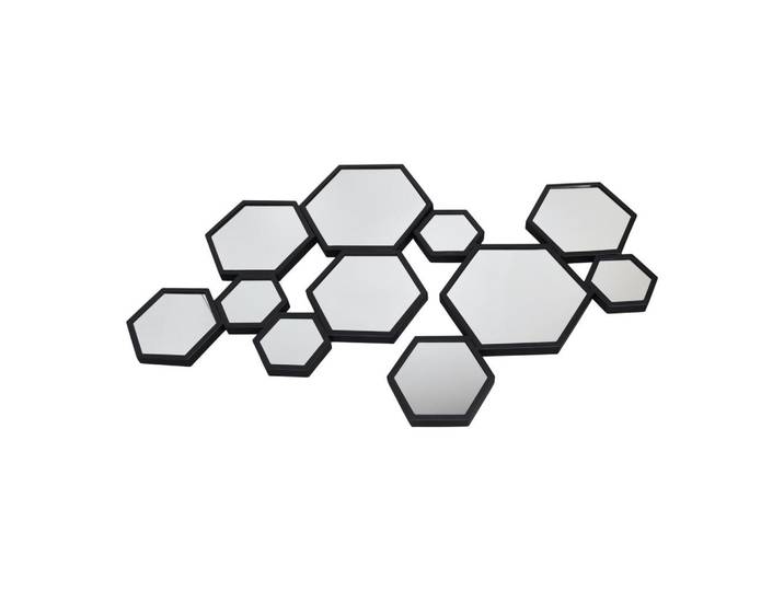 Loft42 Wandspiegel Hexa Schwarz, Metall, 70x120x4 cm, Spiegel, Wandspiegel