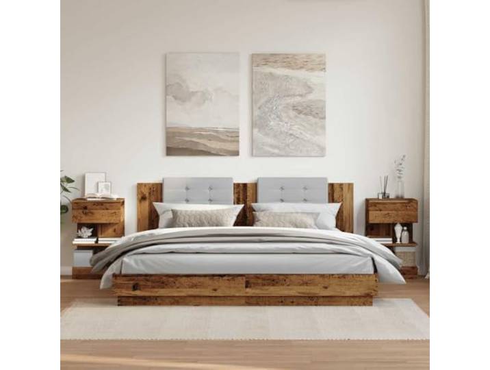 KTHLBRH Nachttische 2 Stück antikes Holz 40 x 35 x 65 cm Spanplatte Robuste Platte, großer Stauraum, vielseitige Verwendung, einfache Wartung