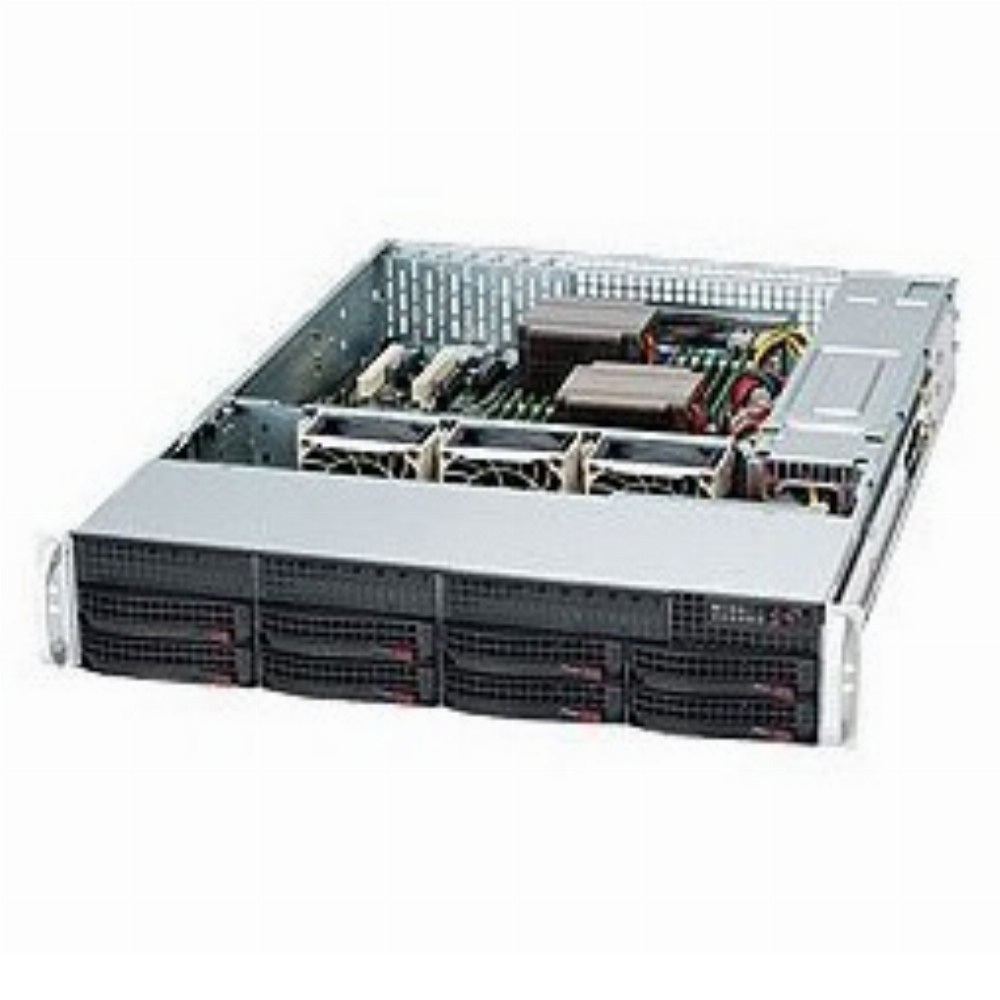 Supermicro SC825TQC-600LPB, Rack, Server, Schwarz, EATX, 2U, HDD, Netzwerk, Leistung, Stromausfall, System