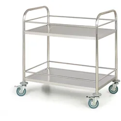Edelstahl-Etagenwagen, 2 Etagen mit Umrandungen, 710 x 410 mm