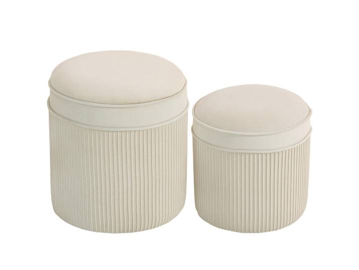 Homcom Sitzhocker mit Stauraum Hocker und Deckel, Samtoptik, Creme, Textil, Füllung: Polyester, 36x41.5x36 cm, Wohnzimmer, Sessel, Hocker, Sitzhocker