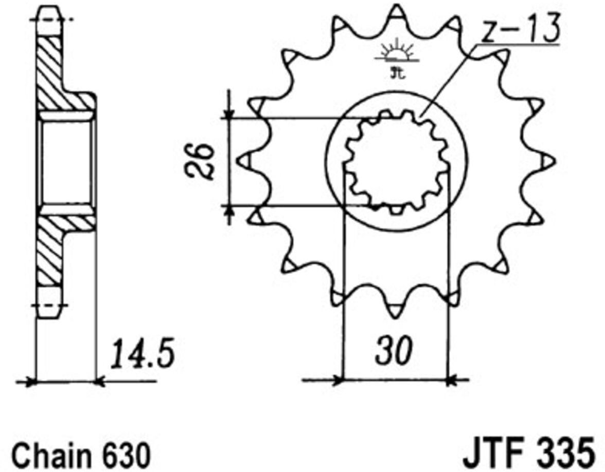 Vordere Zahnstange JT JTF335,15