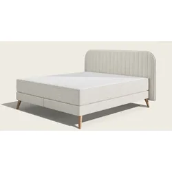 Emma Original Elite Boxspringbett – Beige - 160x200cm - Kopfteil Kissen - Metallfüße