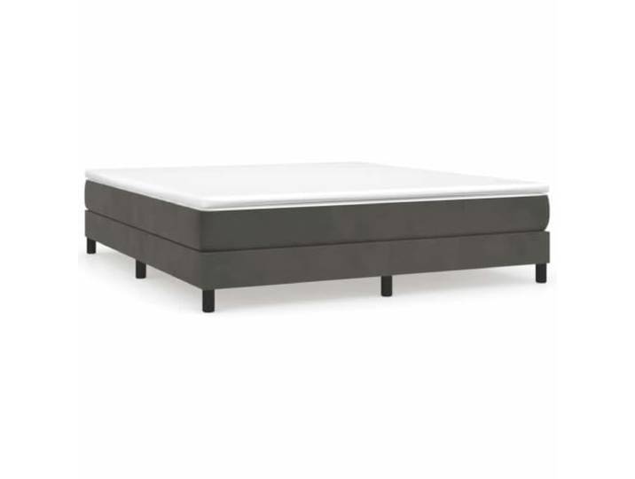 PUGYNBK Boxspringbett aus Samt, dunkelgrau, 160 x 200 cm Tonnentaschenfedern, mittelhart, Holzleisten, Lederschutz, einfache Montage