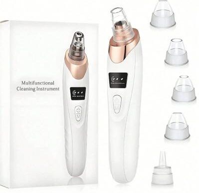 Useful Little Things Adjustable Suction Blackhead Remover Vacuum And Facial Pore Cleaner gold White