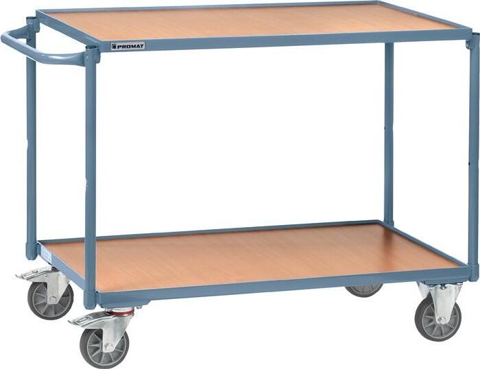 Promat Tischwagen 2 Ladeflächen Bügel gerade Tragfähigkeit 250kg L1000xB600mm RAL5014
