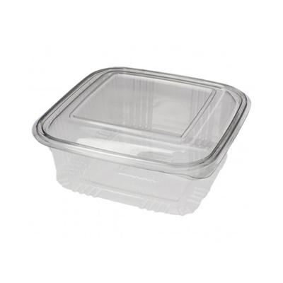 MONOUSO - Transparente Dose mit Klappdeckel Viereckig PET 750ml (600 Stück)