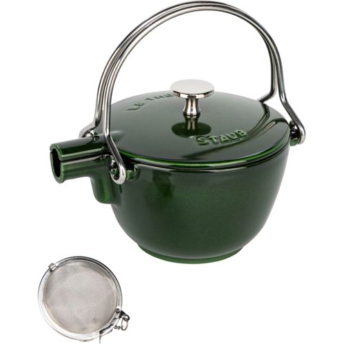 Staub Teekanne 1,15 L basilikum- grün Gusseisen, rund