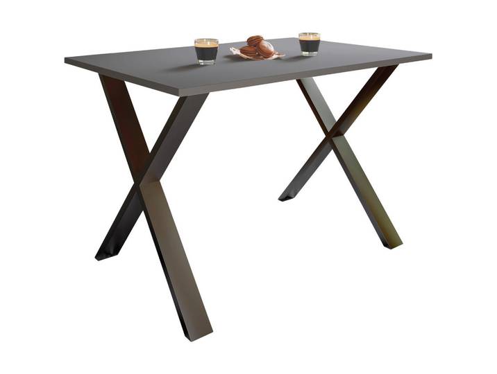Mid.you Esstisch, Anthrazit, Schwarz, Metall, rechteckig, X-Form, Esszimmer, Tische, Esstische