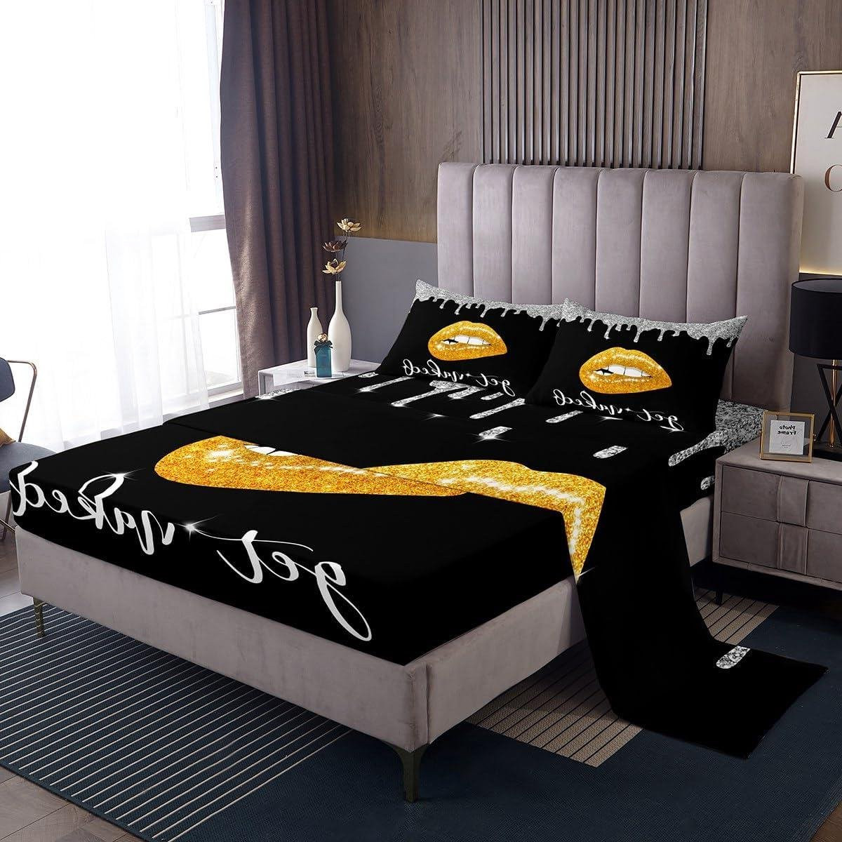 Gouden Glitter Lakenset voor Kinderbeddengoed - Eenpersoons - Goud