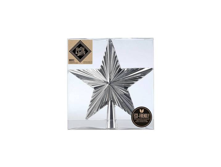 Christbaumschmuck Holly & Jolly Baumspitze Shellac 20 cm , silber, H:20cm, Weihnachtsbaumschmuck, Christbaumschmuck