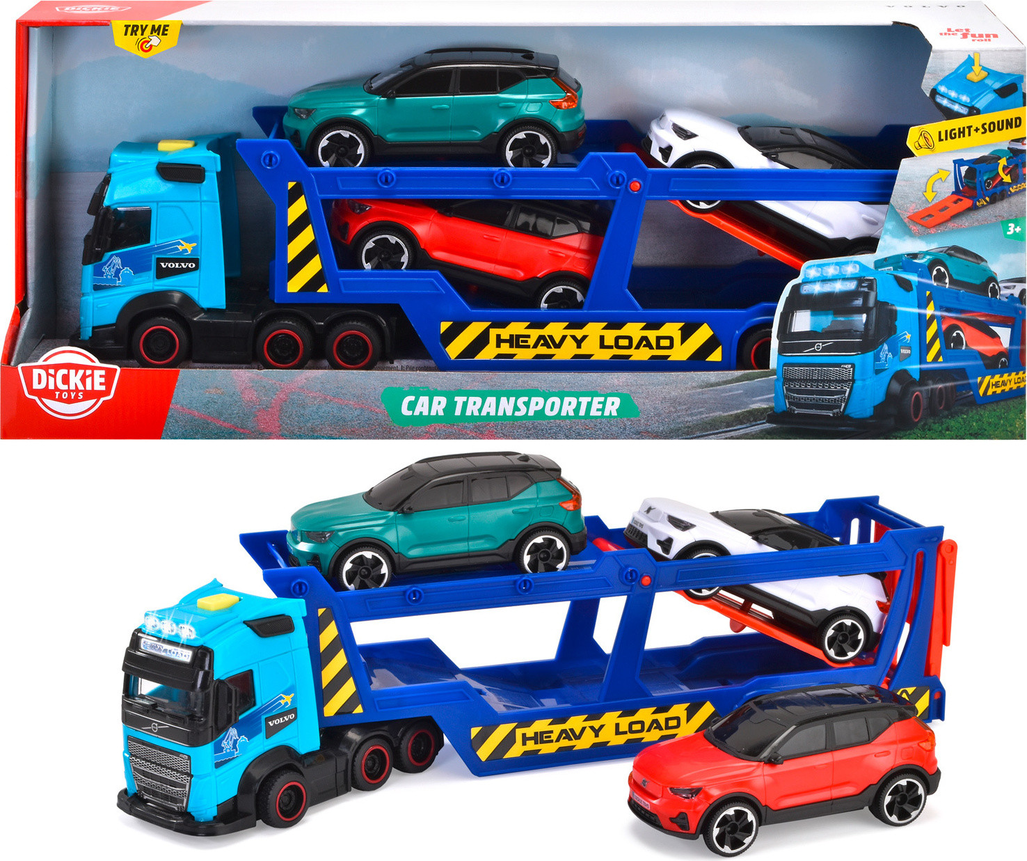 Dickie Toys Real Volvo Car Transporter met 3 Volvo XC40 Recharge speelgoedauto's