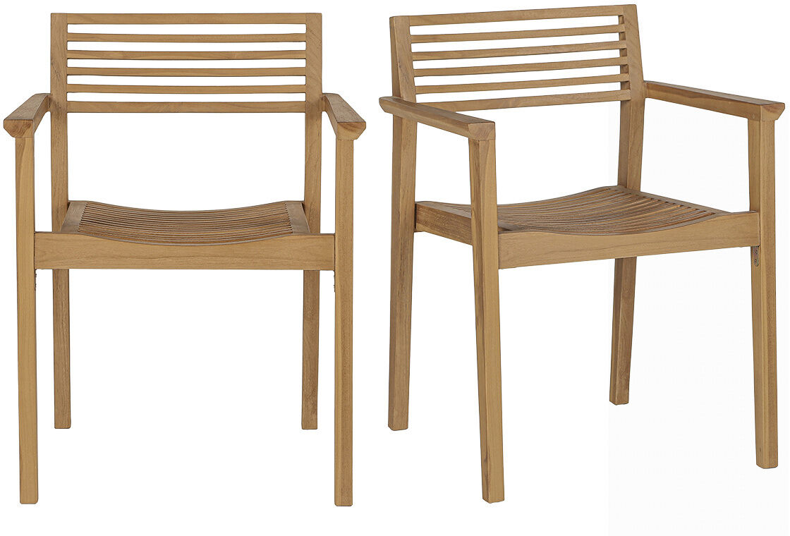 Miliboo Stapelbare Gartenstühle aus massivem Teakholz (2er-Set) KAYU