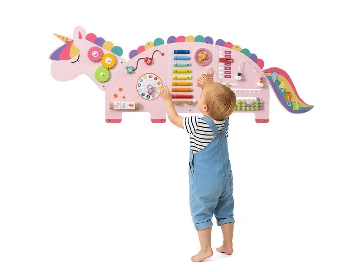 Unicorn Activity Board Busy Board Panel Geschikt Voor Peuters 11-in-1 Montessori Houten Sensorisch Bord
