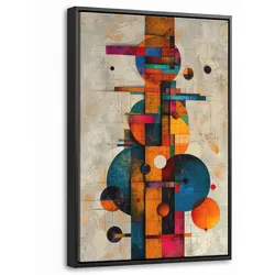 LEINWAND Bilder mit Rahmen - Vintage - Moderne Kunst - Orange - Geometrische Formen - 20x30