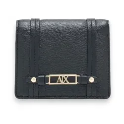 A|X Armani Exchange für Damen. XW002613AF15632UC010 Geldbörse mit strukturierter Oberfläche und schwarzem Metallic-Logo (OSFA), Lässig, Poly