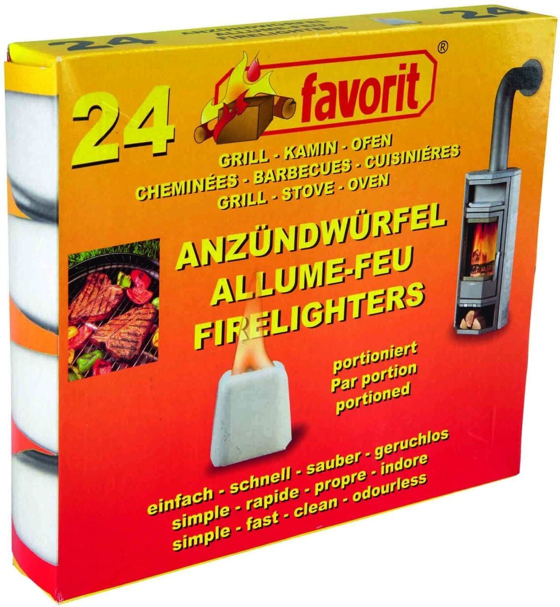 Favorit Anzündwürfel einzeln portioniert im Tray 24 Stück