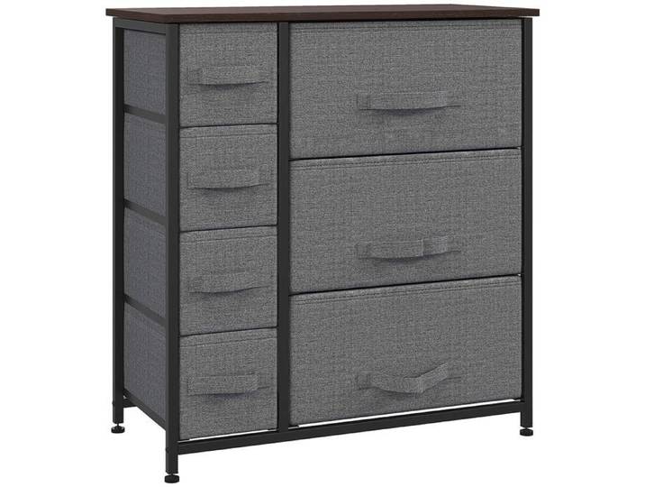 Armoire à tiroirs Logidon en gris avec 7 tiroirs en tissu