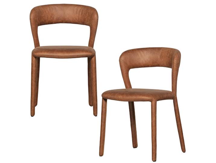 Livetastic Stuhl-Set Noble, Cognac, Kunststoff, zylindrisch, 51x76x56 cm, Esszimmer, Stühle, Polsterstühle