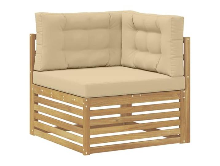 Makastle Ecksofa Massivholz Akazie mit Kissen 83x83x73 cm