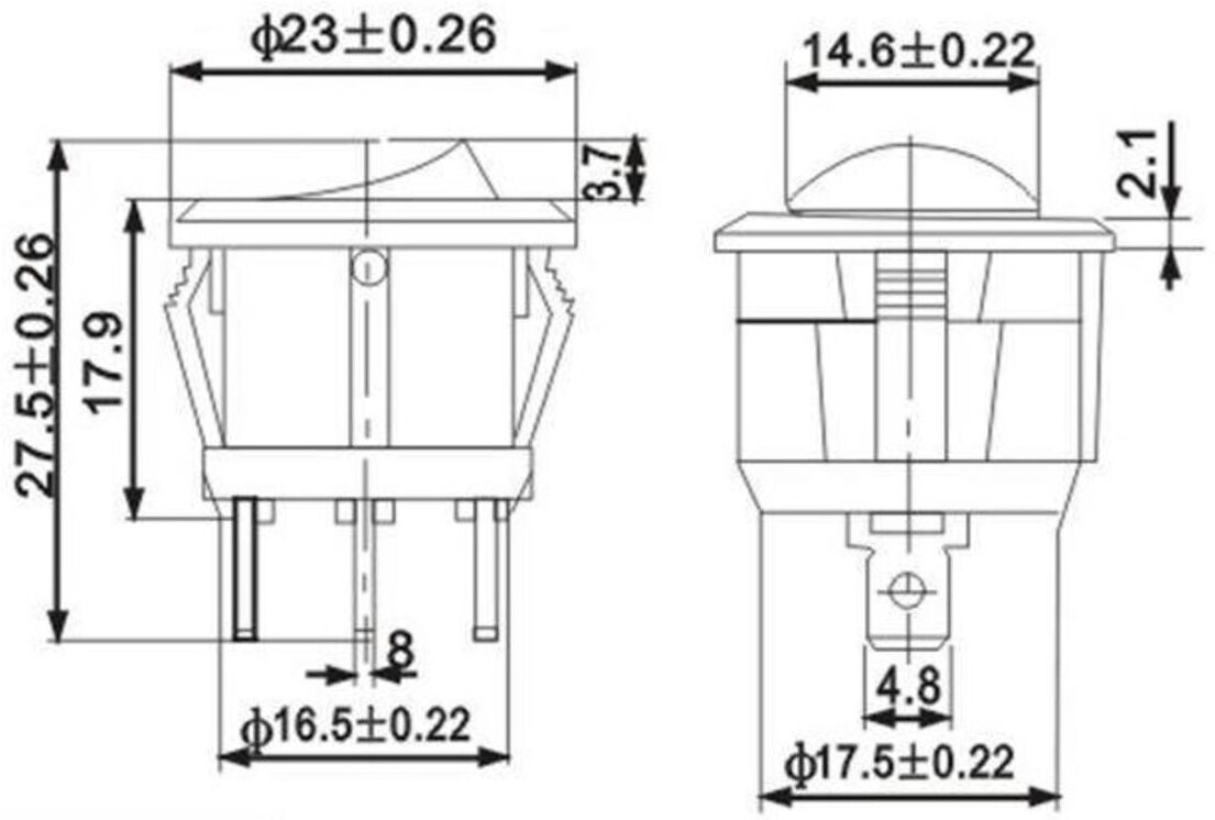 Druckknopfschalter AKUSAN UN-PC-001-R/12