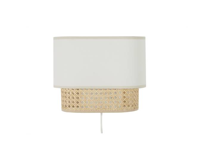Applique murale en tissu blanc et cannage rotin naturel H20 cm TIWY
