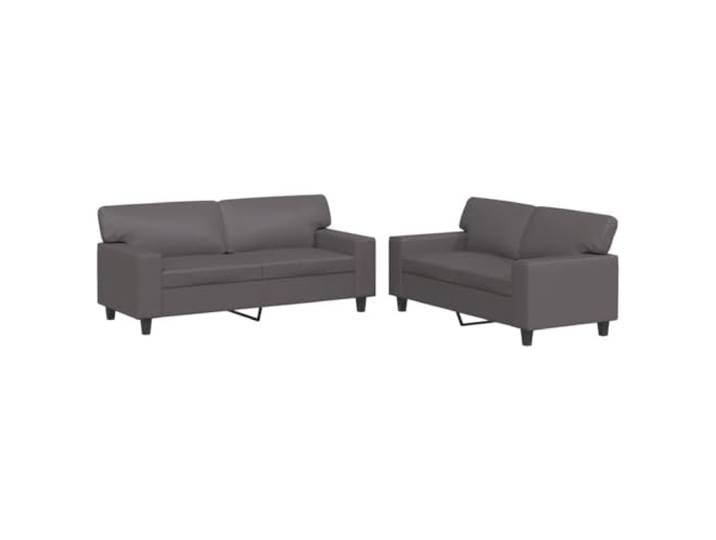 Makastle 2er Set Sofa Couchgarnitur Grau Kunstleder