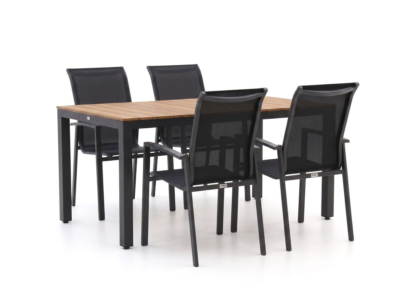 Forza Furniture Diningset Forza voor 4 personen, Bruin, Polywood en Aluminium
