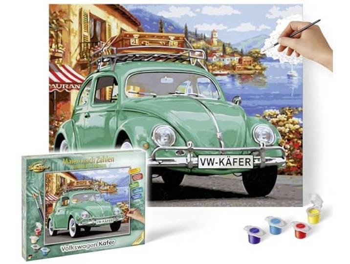 Schipper 609130912 Malen nach Zahlen – Volkswagen Käfer - Bilder malen für Erwachsene, inklusive Pinsel und Acrylfarben, 40 x 50 cm