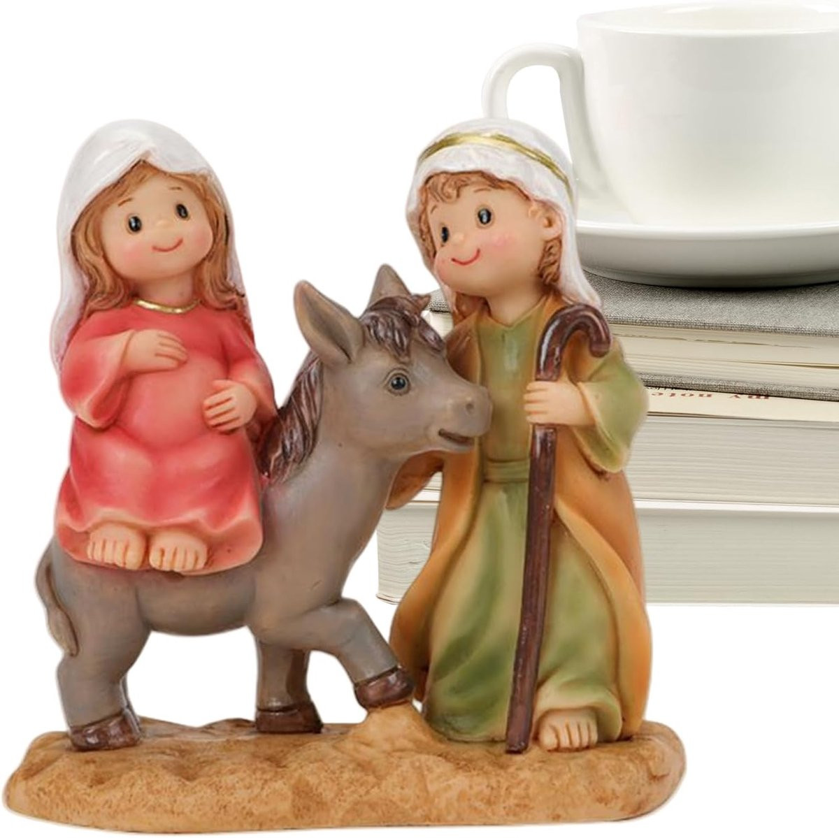 Heilig Beeld Kerst Decoratie Wit - Religieus Ornament in Cartoonstijl - Hoogte: 15,2 cm