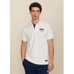 Hackett London für Herren. HM5600229 Weiß gebrochene Polo-Flagge (S), Lässig, Baumwolle, Kurzarm