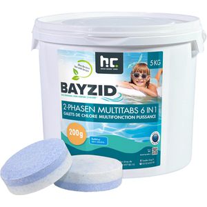 Höfer-Chemie Chlor BAYZID organisch, 6in1 Multitabs, für Pools, 80 % Chlorgehalt, 25 x 200 g, Eimer 5 kg
