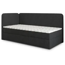 BOXBETT GINA 80x200 cm mit Matratze und Topper, H2+H3 - Schwarz
