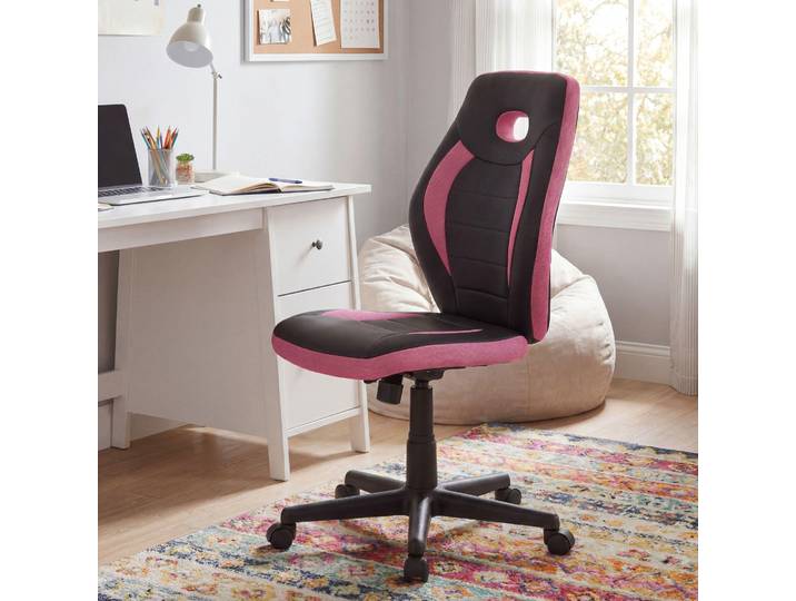 Chaise de bureau pour enfants FineBuy rose\, pour les enfants à partir de 6 ans\, avec dossier ; chaise pivotante ergonomique pour enfants\, chaise de bureau pour enfants\, chaise pour adolescents\, réglable en hauteur