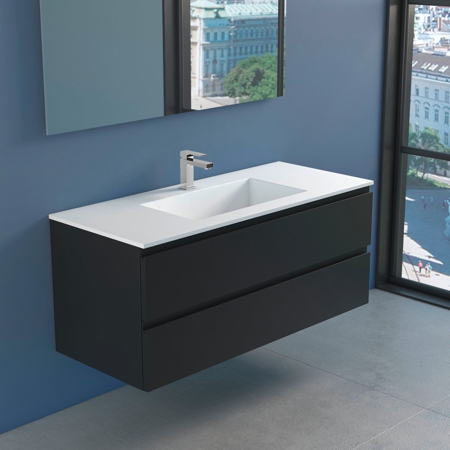 progettobagno Stresa Lago Waschtisch mit Unterschrank 120 cm, Badmöbel, MBIL120HITNE,