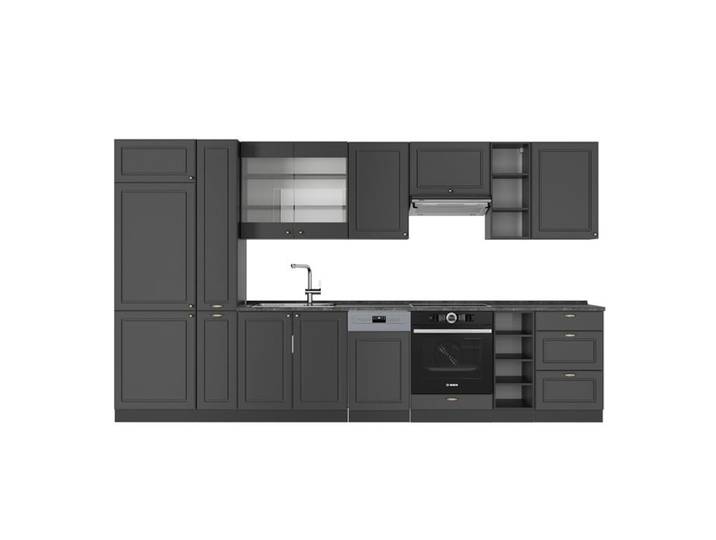 Cuisine Fame-Line 355cm sans PT Anthrazit-Gold Landhaus/Anthracite Vicco 56772
