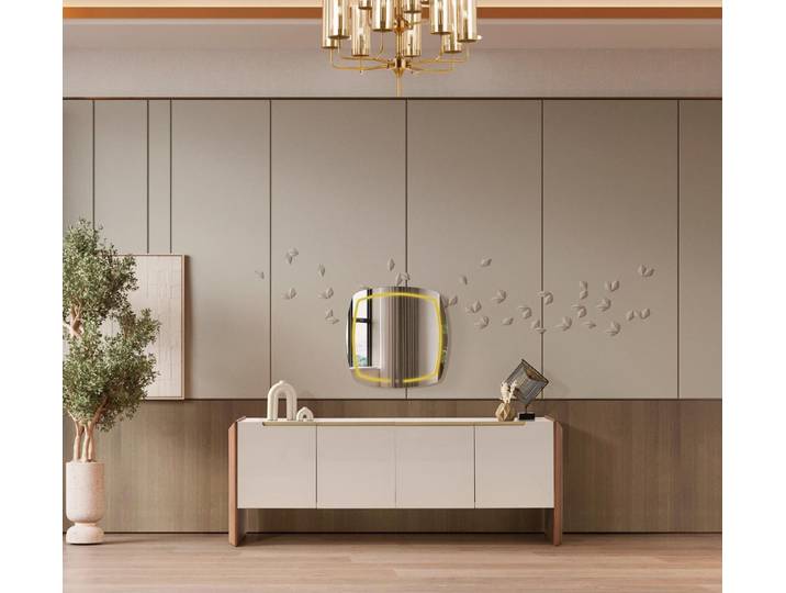 Xlmoebel Konsolentisch Holzkonsole mit Spiegel in Beige, klassischer Stil, Made in Europa
