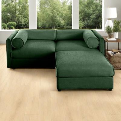 VIVIADORE Modern Chenille 6-Seater Sofa with Ottoman Storage, Hidden Storage, Cylindrical Cushioned Arms and Backrest