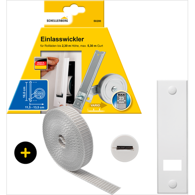 Einlass-Gurtwickler SCHELLENBERG "inkl. Abdeckplatte, Gurtführung, Rollladengurt grau oder weiß", grau, 1 Stk., Gurtwickler, Unterputz Gurtwickler 16 cm Lochabstand für das Rollladensystem Maxi