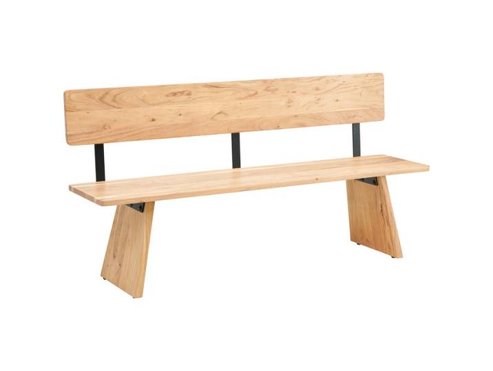 P & B Sitzbank, Schwarz, Akazie, Holz, Metall, Akazie, vollmassiv, Holz, 3-Sitzer, 175x85x40 cm, Esszimmer, Bänke, Sitzbänke