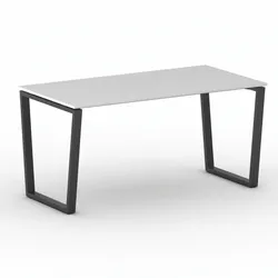 Konferenztisch PRIMO IMPRESS 160x80 cm, schwarzes Metallgestell, weiß