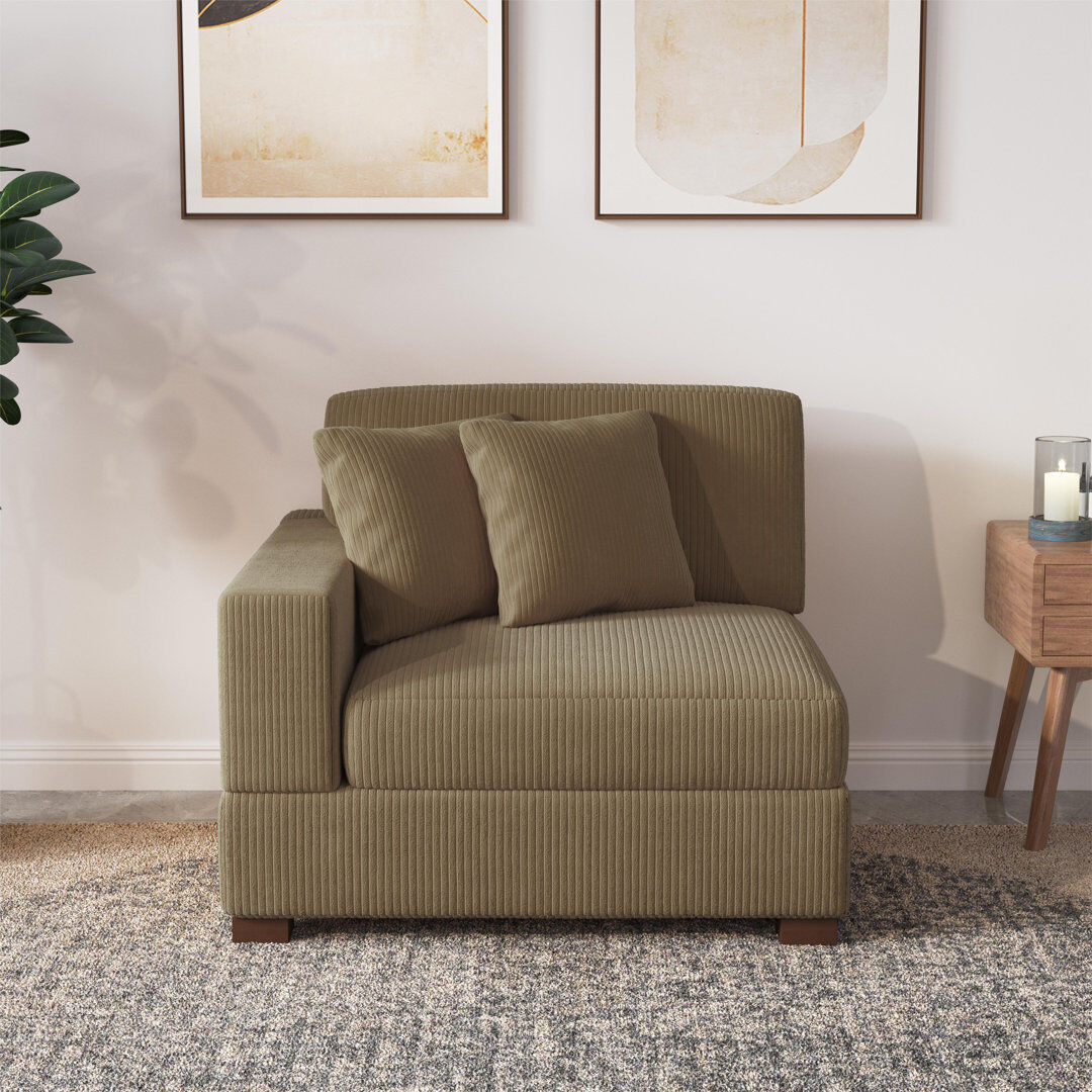Ebern Designs Upholstered Corduroy Armchair Camel Corduroy 84.33cm H X 103.89cm W X 107.44cm D