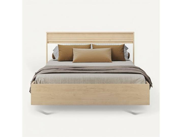 Lit coffre 140x190 cm ELLIE imitation châtaignier + blanc