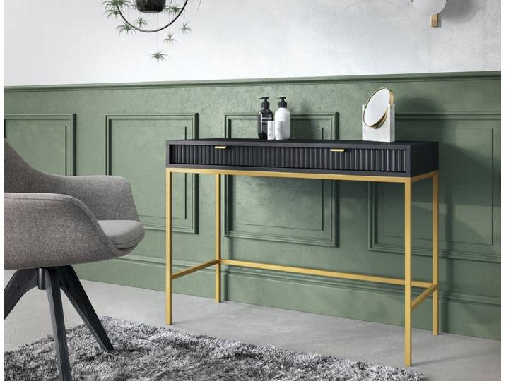 Designer Schminktisch Verilo - Schwarz - Gold - Luxusbetten24