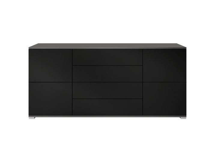 Vladon Sideboard Rova Schwarz matt, 166.5x75.5x35 cm, Kleinmöbel, Kommoden, Sideboards
